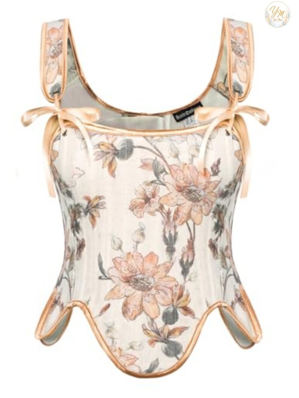 Renaissance Lace Up Corset Top Floral Bustier
